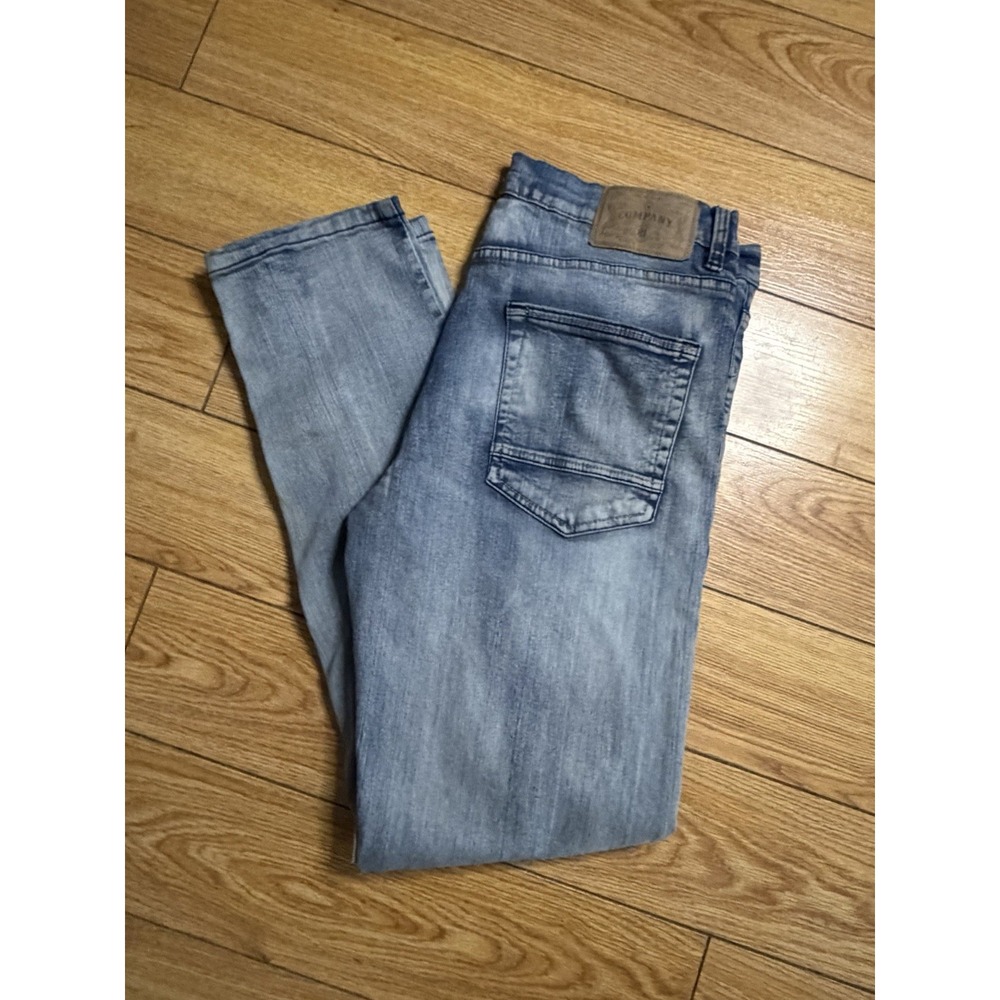 Company 81 Mens Skinny Jeans 34x32 Light Wash Blue Stretch Denim Button Fly